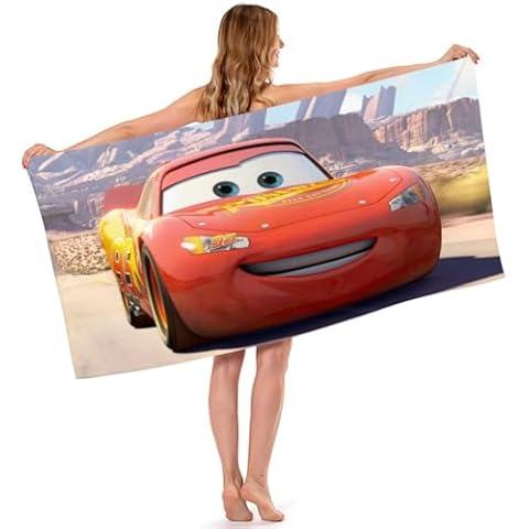 LGQHCE Lightning McQueen Beach Towel for Kids Cover