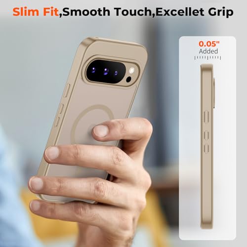 Image of SUPFINE Magnetic for Google Pixel 10 Pro Case /Pixel 10 Case with Screen Protector, (Built-in Magnets) ((Military Grade Drop Protection) Slim Translucent Shockproof Phone Case,Pink Gold