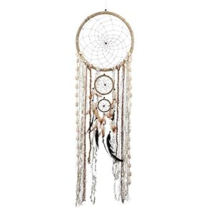 Grand Attrape rêve Ficelle Naturelle Pink Pineapple – Dreamcatcher Indien à Perles & à Plumes Fait Main – Capteur de rêves Artisanal – Format Large 27 cm de diamètre, 91 cm de Longueur