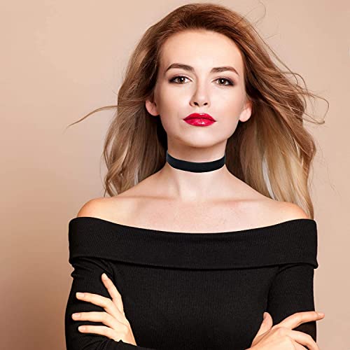 AnotherKiss Black Velvet Ribbon Choker Necklace for Women, Gothic Jewelry, Halloween Birthday Party Cosplay, Wide 3/4 inch (2cm)3