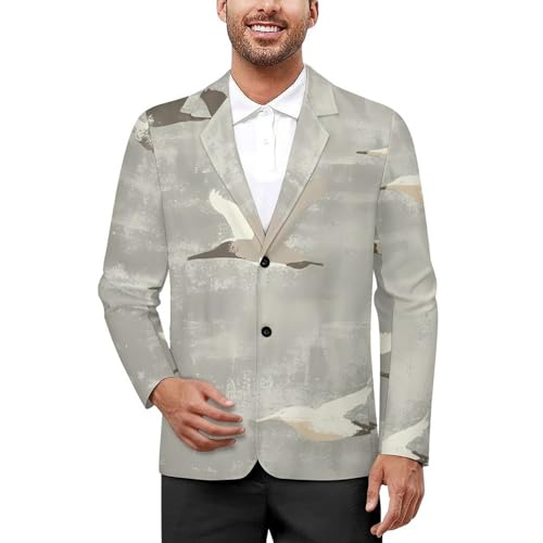 Vintage Flying Birds Classic Suits Blazer for Men Business Tuxedo Jacket Sport Coat Two Buttons