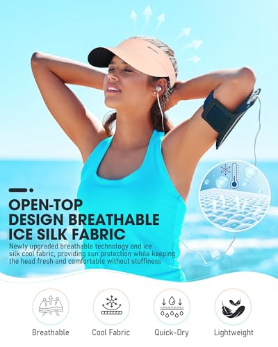 Image of YANIKY Sun Visor Hat for Women,UPF50+ Seamless Sun Hats Men Women Lightweight Sports Cap Stretchy Ponytail Hat for Outdoor
