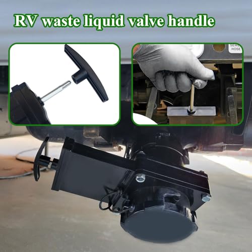 Image of 2PCS RV Waste Water Valve Handles, Water Tank Handles Replacement, Plastic T Handle, RV Camper Waste Valve Handle Compatible with 1 1 /2 inch and 3 inch Gate Valves (Black)