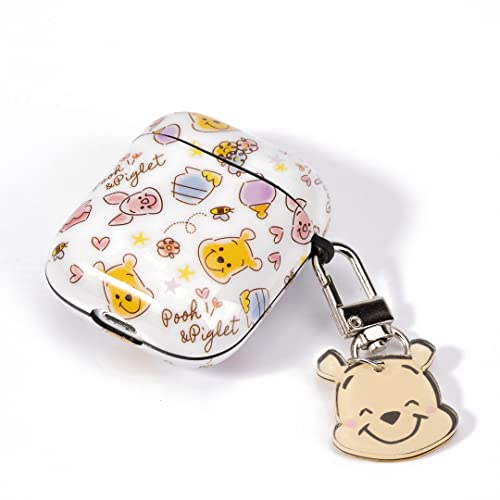 Airpods 2/1 Case - Pooh Bear Airpods Accessories Protective Cartoon Soft Case Cover Portable & Shockproof Women Girls Men For Airpods 2/1 Charging Case Egg Design With Crystal Material Keychain #TOP4