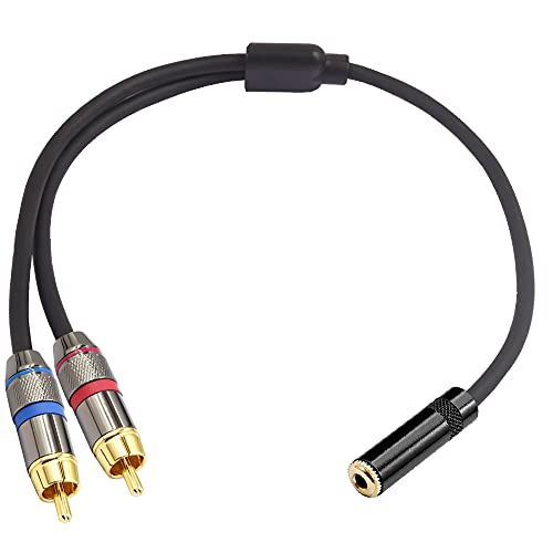 YABEDA 3.5mm Female to Dual RCA Male Stereo Y Splitter Cable, 3.5mm to 2 RCA - 3 Feet / 1 Meter Audio Breakout Adapter