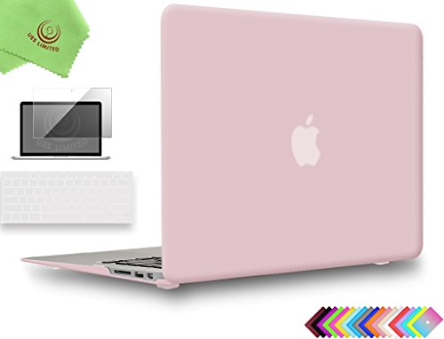 UESWILL Compatible with 3in1 Smooth Matte Hard Shell Case Cover for 2010-2017 Release MacBook Air 13 inch Model A1466 A1369 + Keyboard Cover and Screen Protector, Rose Quartz