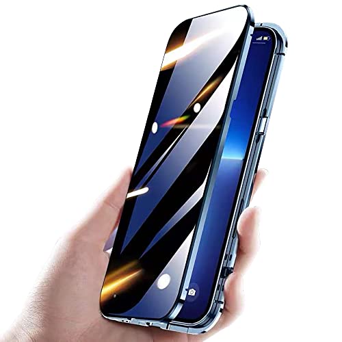 Coque magnétique iPhone 15 Pro Max anti-espion verrouillable bleu
