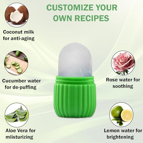 Image of Urbane Home Pack of 3 Face Ice Roller For Women & Men | Reusable & Long Lasting Face Icing Massager for Glowing Skin and Puffy Eyes | Green