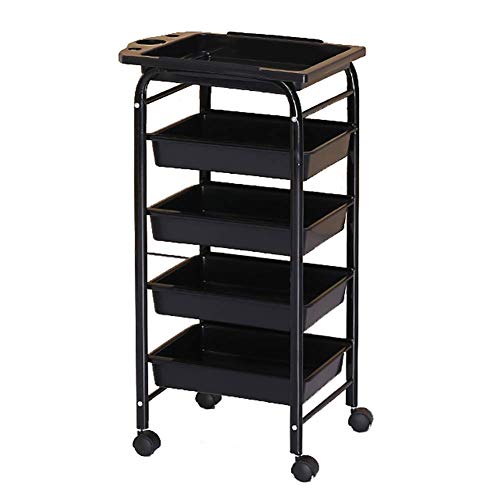 MEVZHH Carrito de Almacenamiento de Camiones Móviles de Mano Rollitrolley Kitchen 5 Tier Beauty Salon Cart Drawer/Negro/L