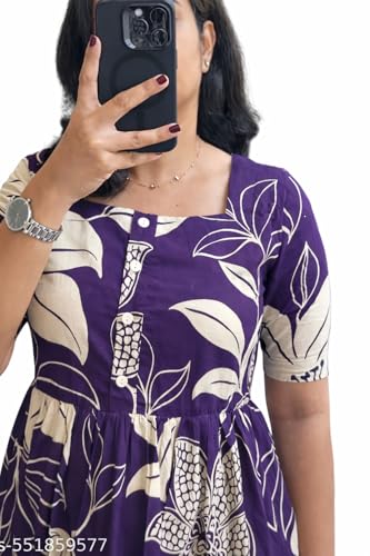 Image of Women's Rayon A-Line Midi Dress, Red and White Floral Print, Short Sleeves, Tiered Design, Round Neck, for Summer Wear