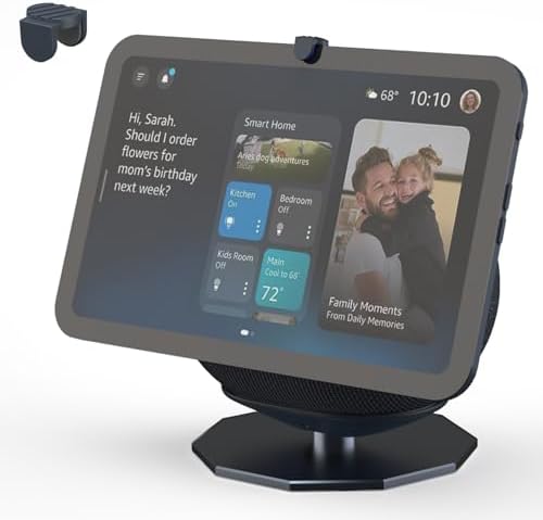 Dirose Adjustable Stand for Echo Show 8/11(2025), Magnetic Swivel & Tilt Base Comes with a Camera Cover Button for Privacy, Also Compatible with Google Nest Hub