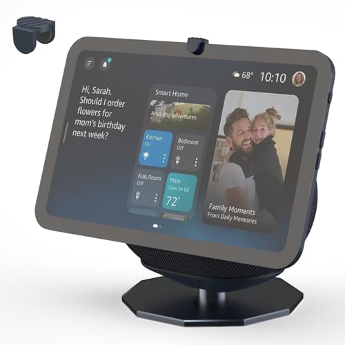 Dirose Adjustable Stand for Echo Show 8/11(2025) Magnetic Swivel & Tilt Base Comes with a Camera Cover Button for Privacy Also Compatible with Google Nest Hub