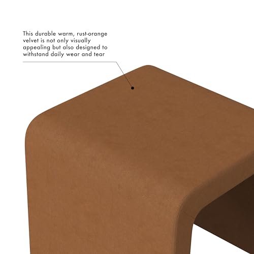 Image of HomePop 22 inch Modern Arch Velvet Ottoman - Rust Orange