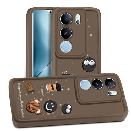 Image of AESTMO Back Case Cover for Vivo V29 / V29 Pro Cover | Cute Fun Cartoon 3D Ball | Coffee Silicone Case | Full Body Protection | Camera Protection Back Cover for Vivo V29 / V29 Pro (Brown)