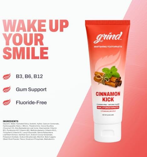 Grind Toothpaste 3-Pack, Nano-Hydroxyapatite Fluoride-Free Formula | Sensitive Teeth Safe, Adult Oral Care | Adventurer Bundle - Advance Mint, Cinnamon Kick & Purple Pop - 2