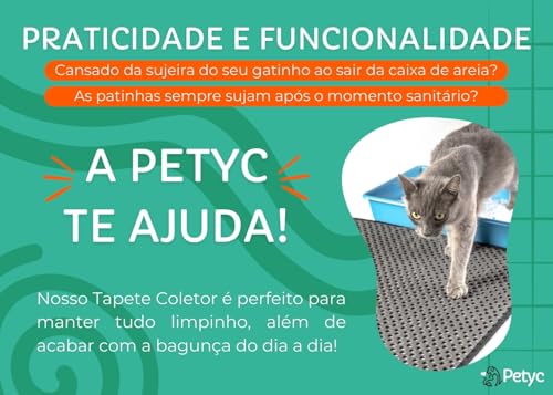 Tapete Coletor De Areia Higiênico Tamanho EXG 100x68 Preto PETYC Caixa de Areia Para Gatos Anti Suje