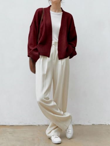 Image of WDIRARA Women's Wrap Long Sleeve Tie Front Cardigan | V Neck, Belted Sweater, Casual, Long Sleeve, Tie Waist, Knit Top