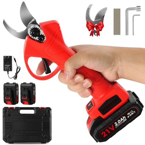 Electric Pruning Shears Professional Cordless Electric Pruning Battery Powered, Tree Branch Pruner with 2 PCS Rechargeable 2 Ah Lithium Battery - 30mm (1.2inch) Cutting Diameter