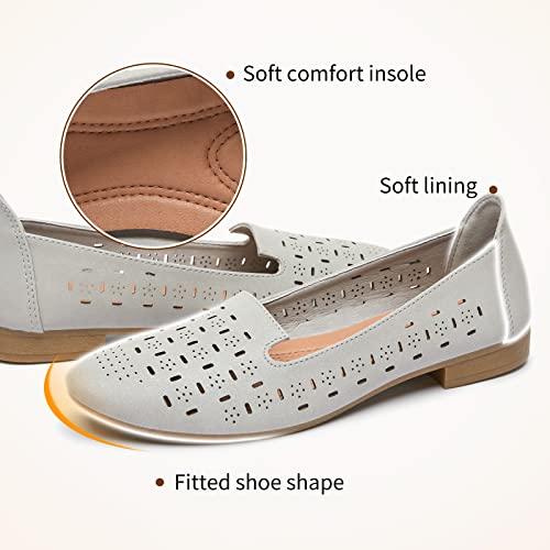 Rominz Women's Flats Shoes Comfortable Black PU Leather Ballet Flats for Women Casual Round Toe Dress Shoes Slip on Shoes Lightweight Foldable4