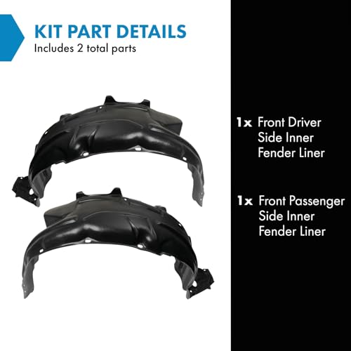 Image of TRQ Front Driver & Passenger Side Inner Fender Liner Set Compatible with 2006-2011 Honda Civic EX LX Hybrid 2007-2011 SI 2009-2011 Civic Hybrid-L EX-L Only for Sedan