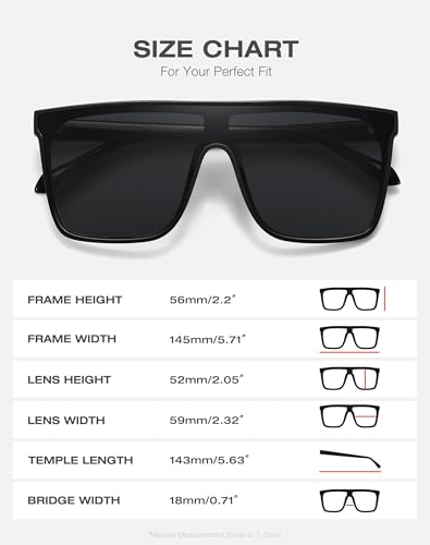Trendy Square Oversized Sunglasses for Women Men Retro Flat Top Shield Sun Glasses UV Protection Once Piece Lens4