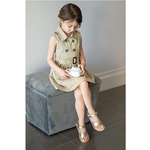 Image of Felix & Flora Toddler Girl Sandals -Flower Girl Dress Shoes Open Toe Little Kid Flats