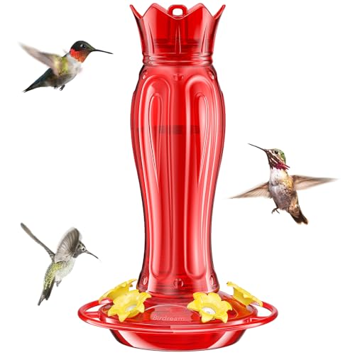 Birdream Hummingbird Feeders for Outdoors, 15oz Hanging Hummingbird Feeders Ant Proof, Easy to Clean and Maintain, Gift for Bird Lover, Solid Red (1 Pack)