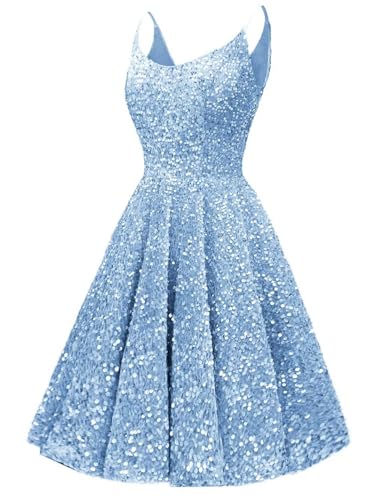 Changuan Sequin Homecoming Dresses for Teens 2025 Sparkly Spaghetti Strap A-line Short Prom Dress Cocktail Formal Party Gowns