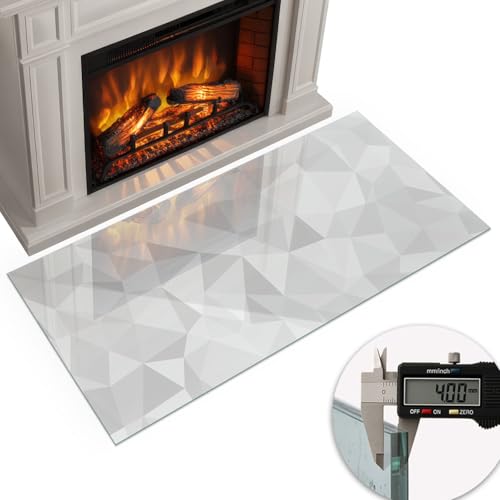Placa de vidrio templado para chimenea de 120x60 cm rectangular con diseño abstracto 6