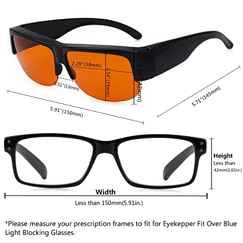 Image of Eyekepper 100% Blue Light Reduction Fitover Anti-Blue Blocking Computer Eyeglasses with Amber Lenses