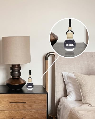 Image of ikeda fragrance Car Air Freshener Hanging, Car Scent with Vent Clip Bottle,45-Days Long Lasting Fragrance,Essential Oil Diffuser,Odor Eliminator for Home Deodorizer (Round, New Car)