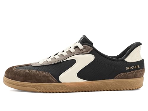 Skechers Chaussures Hotshot Everyday Ease pour femme, Bordure en nylon noir et cuir marron, 40 EU