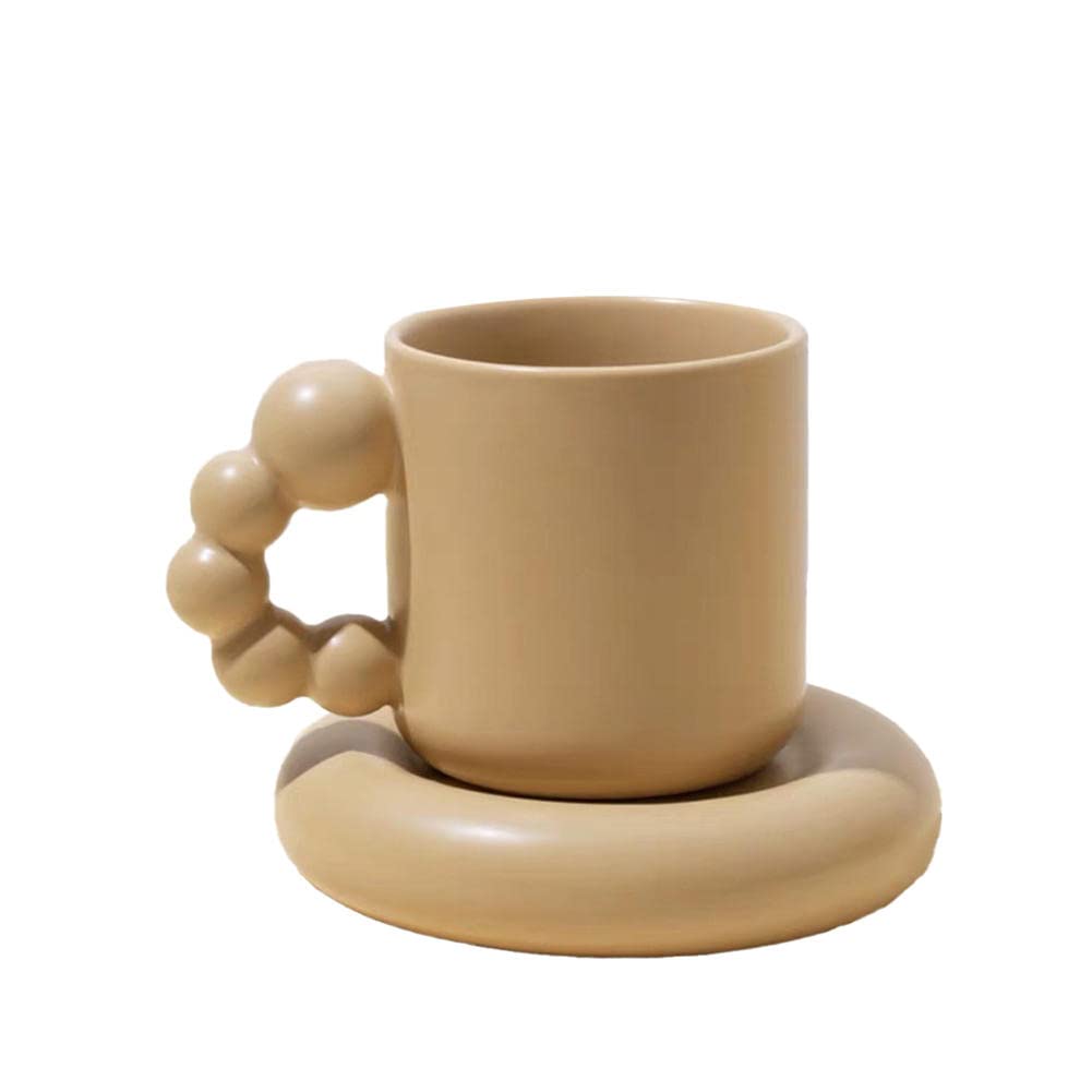 Tasses à café en céramique 325 ml avec dessous de verre, tasse à thé et lait pour la maison