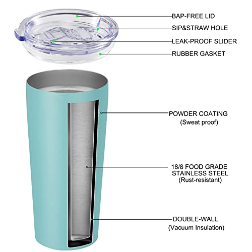 Image of VEGOND 20oz Tumbler Bulk with Lid and Straw 12 Pack, Stainless Steel Vacuum Insulated Tumbler, Double Wall Coffee Cup Travel Mug, River Green