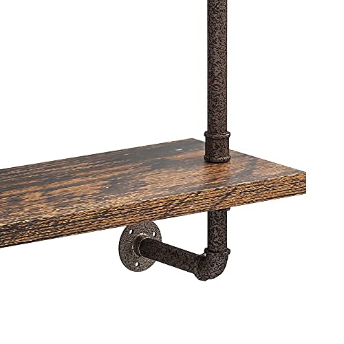 Image of Helsin 3 Tier Industrial Pipe Shelf Rustic Wood Floating Shelves,Wall Display Bookshelf,Storage Rack Sundries Holder for Kitchen Office Bathroom Organization and Home Decor (32inch)