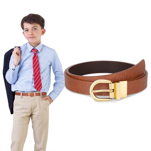 SUOSDEY Kids Reversible Belt for Boys and Girls Leather Belt for School Uniform Casual Jeans Back to School Fashion