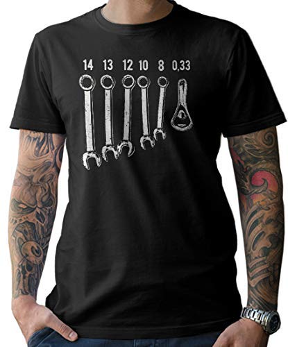 NG articlezz Camiseta Hombre u0096 Llave Inglesa Abridor de Cerveza 0,33 - de Culto Camisa Manga Corta para la Handwerker y Atornillador Talla S u0096 5XL - Negro/Negro, XL