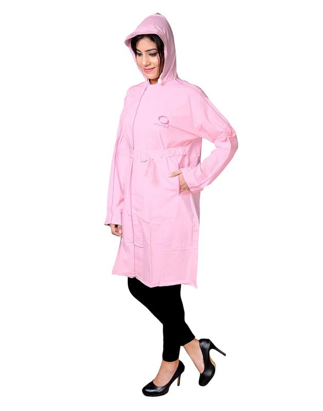Fancy Pink Girls Raincoat with Side Pocket, One-Piece Light Weight Raincoat (Medium) 1
