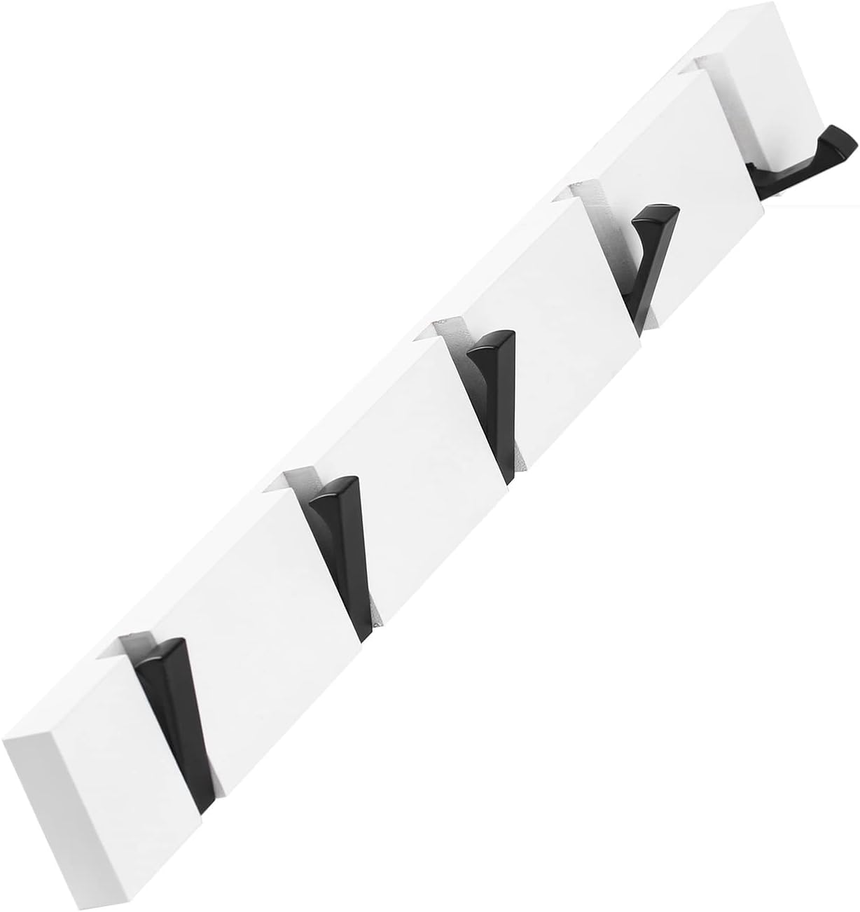 Ganci per Vestiti in Legno con 5 Ganci Pieghevoli per Appendere Cappotti, Cappotti, Cappelli, Sciarpe, Borse e Chiavi