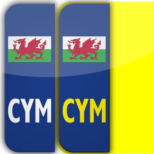 Buy 2 x Wales CYM Badge Car Number Plate Selfadhesive Vinyl Stickers