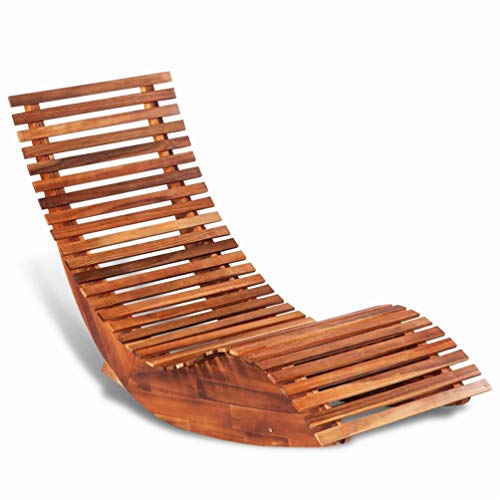 BIGTO Garden Rocking Chair Acacia Wood Sun Lounger Chair 149 x 60 x 86 cm