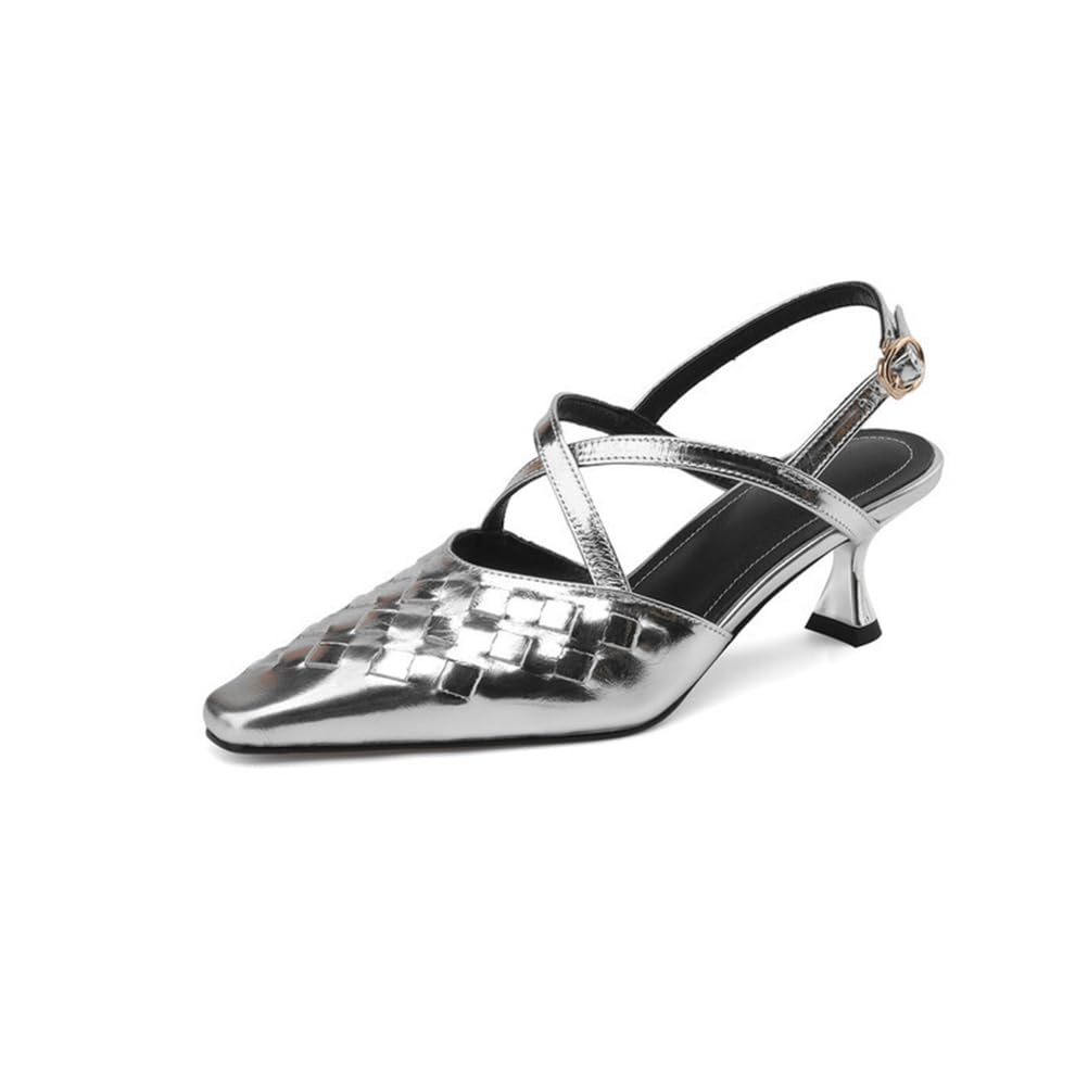 Décolleté Donna con Punta Chiusa e Cinturino alla Caviglia, Tacchi Alti Sexy, Scarpe da Cerimonia per Feste di Matrimonio