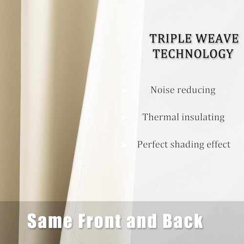 Image of IVAZA Living Room Bedroom Room Darkening Thermal Insulated Polyester Solid Blackout Curtain Noise Reducation Door Curtain 7 feet Set of 2(Cream)