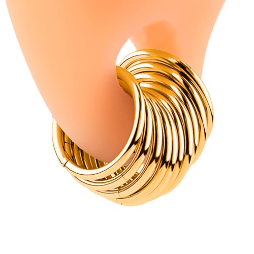Atomhole 10 PCS Ear Gauges Tunnels Hypoallergenic 316L Stainless Steel 2g 0g Plugs for Ears Body Piercing Jewelry (1.2 * 10mm 10 PCS Gold)
