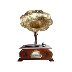 JRZTC Phonographe rétro Classique Vintage, Gramophone Tourne-Disque Vinyle Platine Aux-in/USB cuivre Corne Radio FM pour… - Les Beatles, Paul McCartney, John Lennon, RIngo Starr, George Harrison