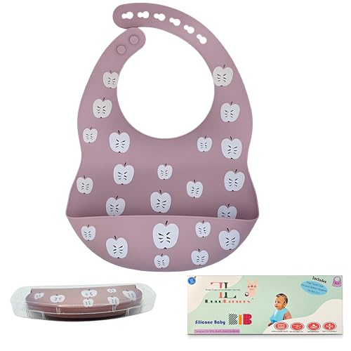 BPA-Free Silicone Baby Bibs with Travel Case, Toddlers Boys/Girls, Large Pocket, Adjustable, Toddlers 6-48 Months
