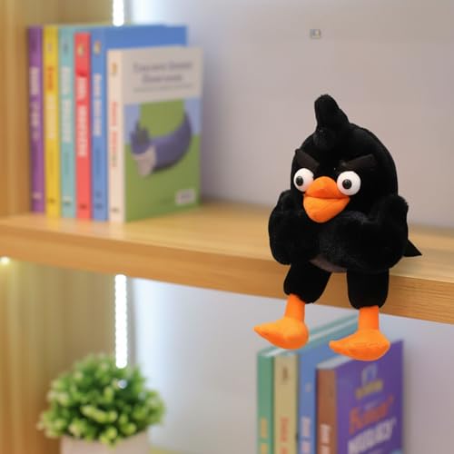 Image of Tickles Standing Angry Bird Cartoon Character Soft Stuffed Plush Toy for Kids Birthday Gifts (Color: Black Size: 30 cm)