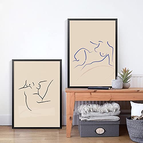 Affiches Boho et peinture sur toile d'art mural minimaliste en dessin au trait 70x100cm