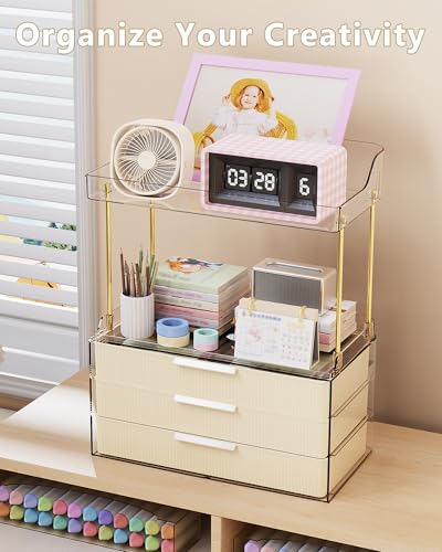 Image of Anylady Bathroom Organizers and Storage, Makeup Organizer (Sturdy Durable Attractive), Ideal for Vanity, Countertop, Counter, Perfume, Skincare, Cabinet, Cosmetic, Dresser Organizer (Cream)