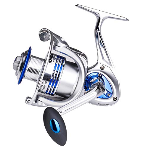 Diwa Spinning Fishing Reels For Saltwater Freshwater 3000 4000 5000 6000 7000 Spools Ultra Smooth Ultralight Powerful Trout Bass Carp Gear Stainless Ball Bearings Metal Body Ice Fishing Reels(4000) #TOP4